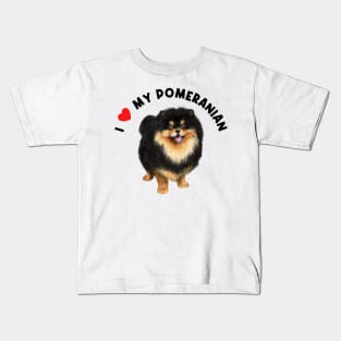 I Love My Pomeranian Cute Pomeranian Puppy Dog Kids T-Shirt